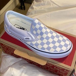Gray Dawn Checkerboard Vans Slip On Shoes